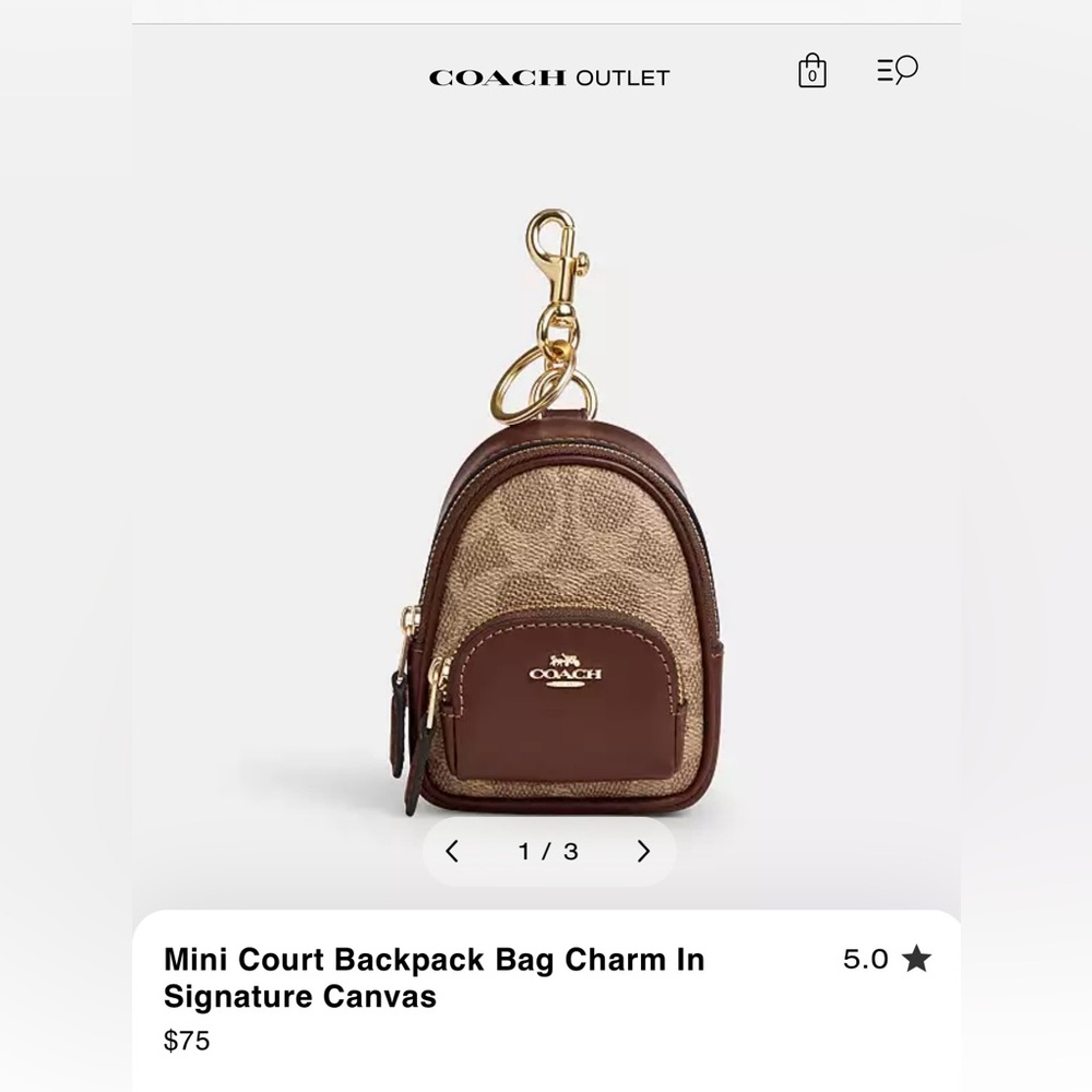 New Coach Brown Mini Backpack Keychain, (LAST OFFER)
